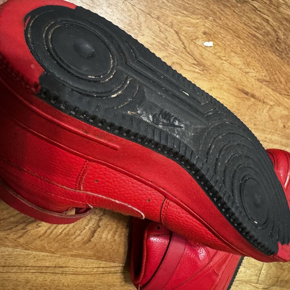 Nike Air Force 1 High Top Red Tumbled Leather Shoes Mens Size 9 AO2440-600 - Picture 10 of 11